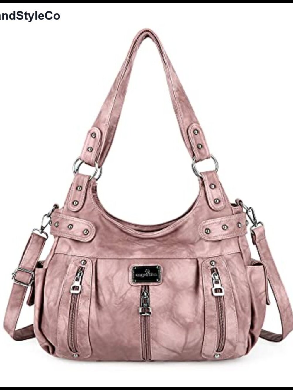 Washed Faux Leather Hobo Crossbody Satchel Shoulder Bag Tote Purse